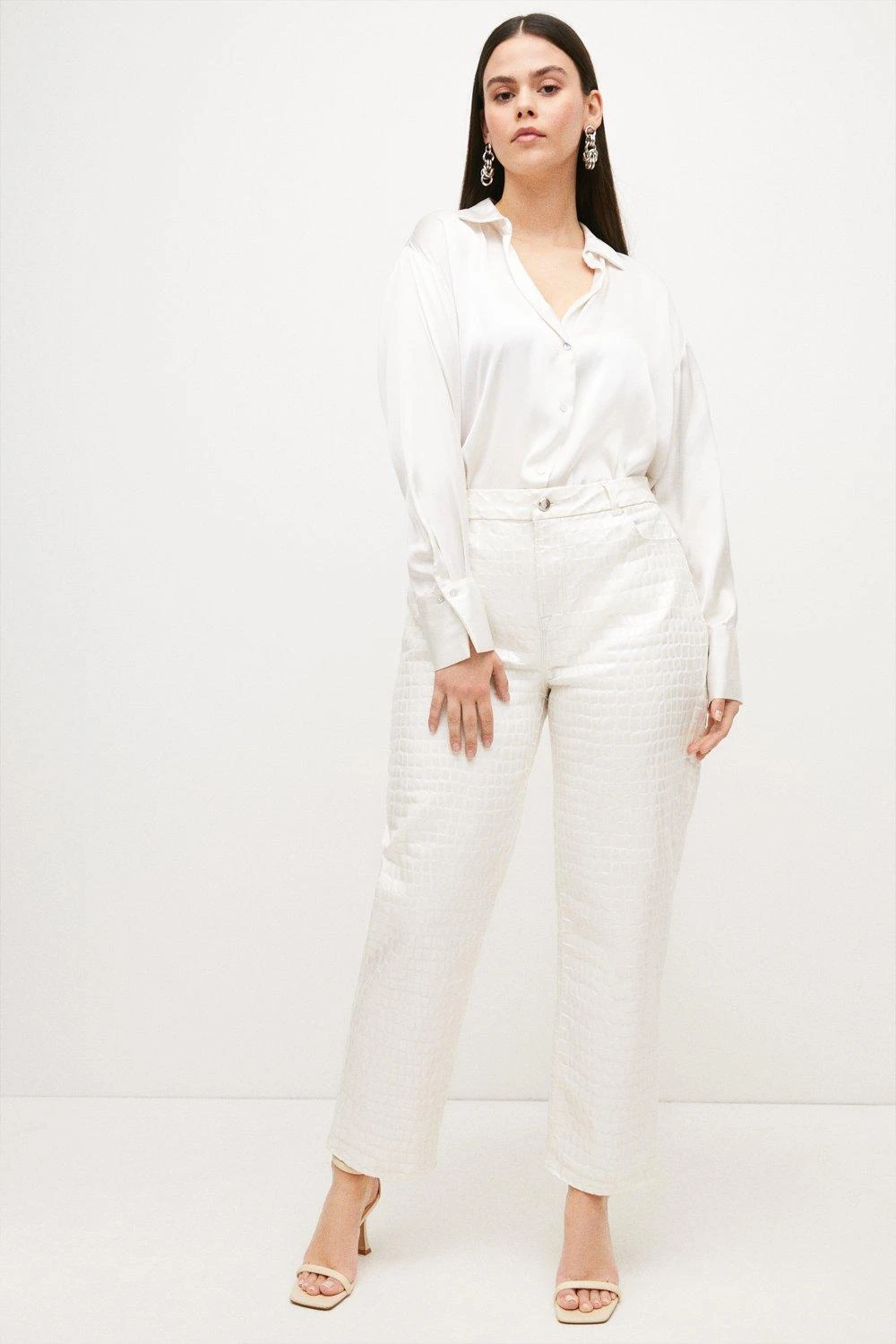 Karen Millen Plus Size Croc Coated Straight Leg Jeans 7 Karen Millen Plus Size Croc Coated Straight Leg Jeans - Image 5