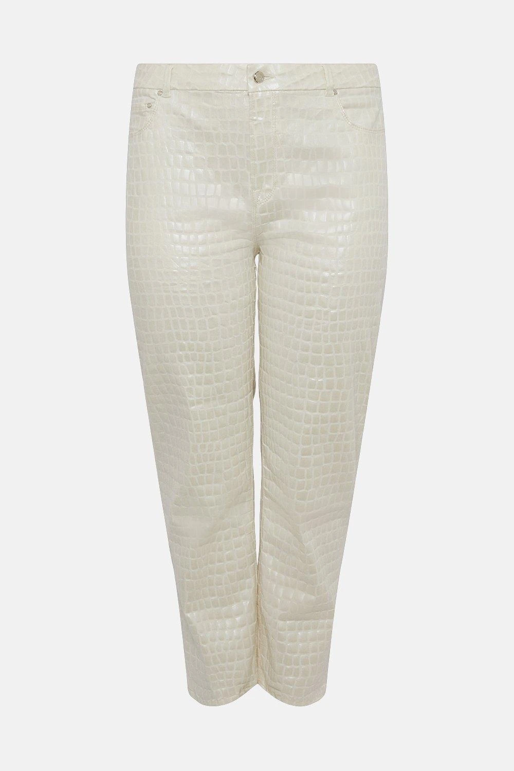 Karen Millen Plus Size Croc Coated Straight Leg Jeans 3 Karen Millen Plus Size Croc Coated Straight Leg Jeans