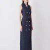 Karen Millen Tailored Denim Belted Trench Midi Dress -Karen Millen shop tailored denim belted trench midi dress