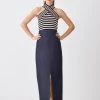 Karen Millen Tailored Denim Corset Detail Midi Skirt 2 Karen Millen Tailored Denim Corset Detail Midi Skirt -Karen Millen shop tailored denim corset detail midi skirt