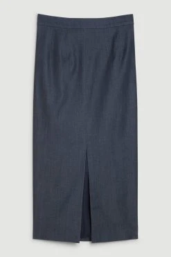Karen Millen Tailored Denim Corset Detail Midi Skirt 9 Karen Millen Tailored Denim Corset Detail Midi Skirt -Karen Millen shop tailored denim corset detail midi skirt 2