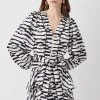 Karen Millen Tall Geo Print Satin Piped Tiered Belted Mini Dress