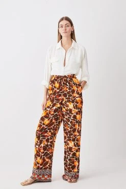 Karen Millen Tall Mixed Animal Woven Wide Leg Trouser -Karen Millen shop tall mixed animal woven wide leg trouser 2