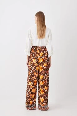 Karen Millen Tall Mixed Animal Woven Wide Leg Trouser -Karen Millen shop tall mixed animal woven wide leg trouser 3