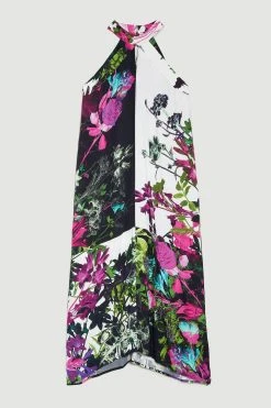 Karen Millen Tall Mono Colourblock Floral Kimono Woven Midi Dress -Karen Millen shop tall mono colourblock floral kimono woven midi dress 2