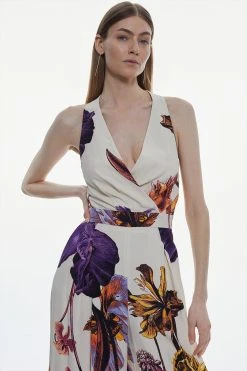 Karen Millen Tall Satin Crepe Drama Floral Belted Jumpsuit -Karen Millen shop tall satin crepe drama floral belted jumpsuit 1 1