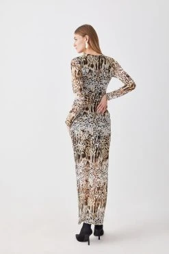 Karen Millen Tall Snake Print Mesh Jersey Midaxi Dress 8 Karen Millen Tall Snake Print Mesh Jersey Midaxi Dress -Karen Millen shop tall snake print mesh jersey midaxi dress 1