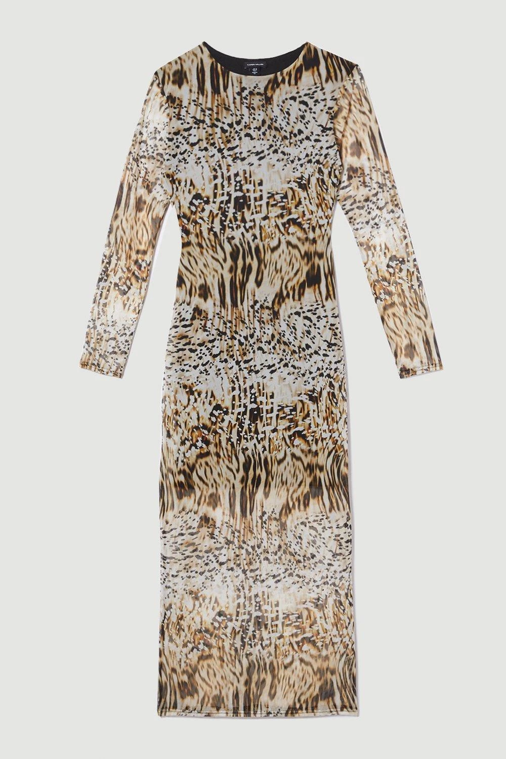 Karen Millen Tall Snake Print Mesh Jersey Midaxi Dress 5 Karen Millen Tall Snake Print Mesh Jersey Midaxi Dress - Image 3