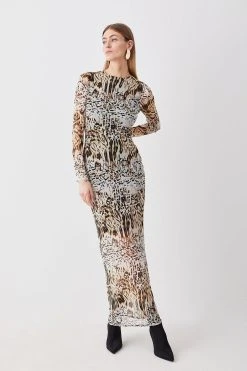 Karen Millen Tall Snake Print Mesh Jersey Midaxi Dress 10 Karen Millen Tall Snake Print Mesh Jersey Midaxi Dress -Karen Millen shop tall snake print mesh jersey midaxi dress 3