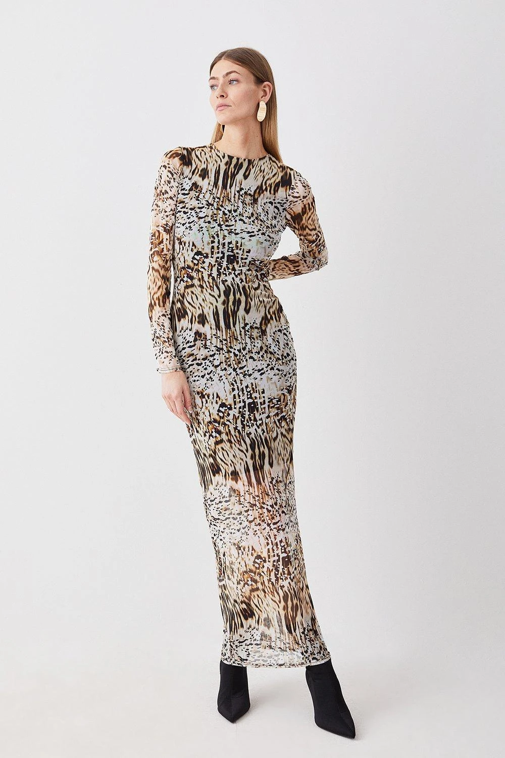 Karen Millen Tall Snake Print Mesh Jersey Midaxi Dress 6 Karen Millen Tall Snake Print Mesh Jersey Midaxi Dress - Image 4