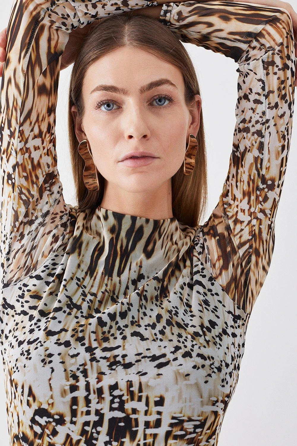 Karen Millen Tall Snake Print Mesh Jersey Midaxi Dress 7 Karen Millen Tall Snake Print Mesh Jersey Midaxi Dress - Image 5