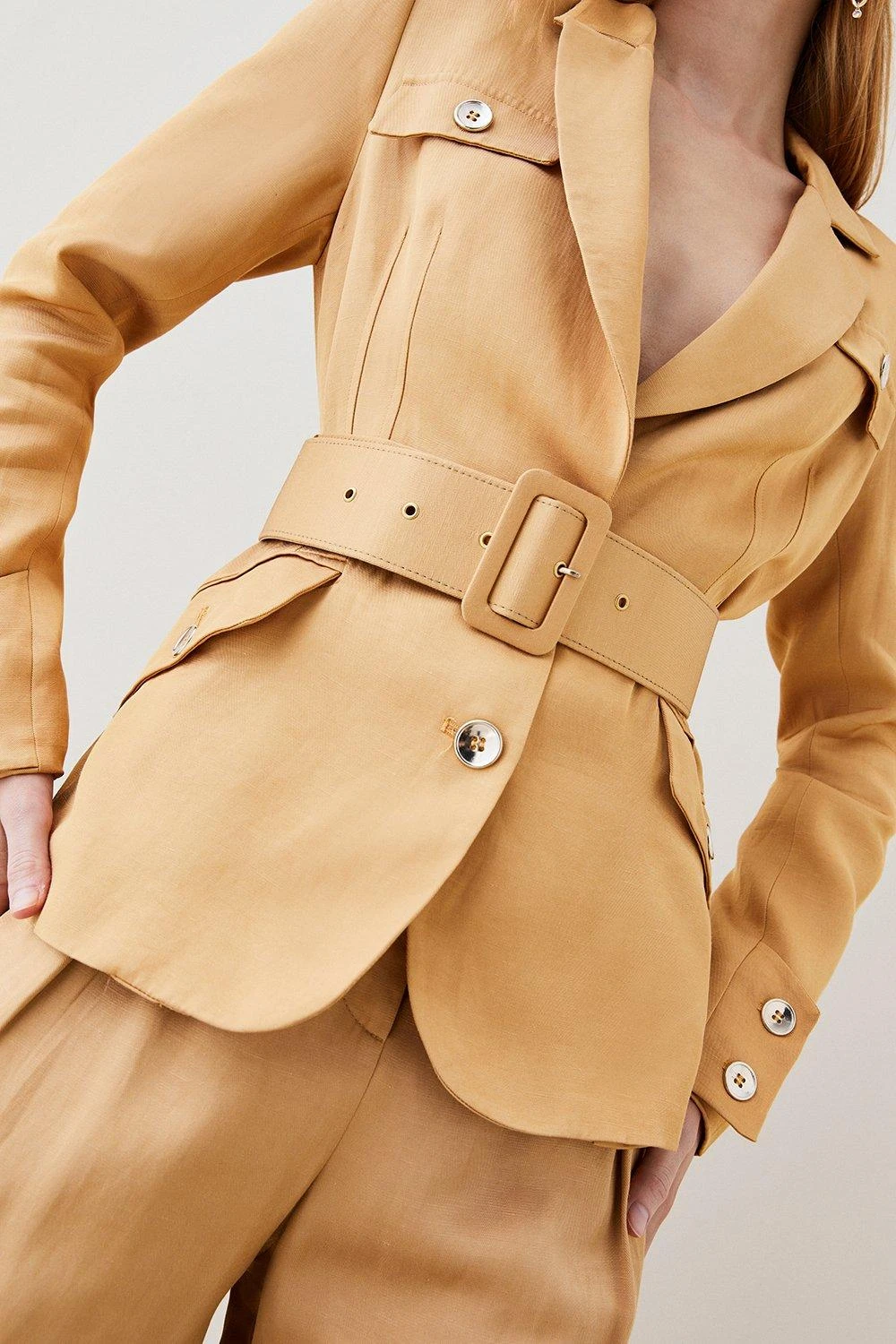 Karen Millen Petite Utility Viscose Twill Button Jacket 4 Karen Millen Petite Utility Viscose Twill Button Jacket - Image 2