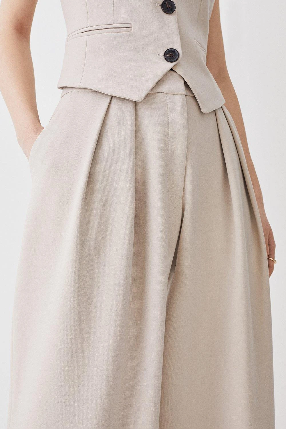 Karen Millen Compact Stretch Low Waist Wide Leg Trousers 4 Karen Millen Compact Stretch Low Waist Wide Leg Trousers - Image 2