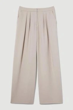 Karen Millen Compact Stretch Low Waist Wide Leg Trousers 13 Karen Millen Compact Stretch Low Waist Wide Leg Trousers -Karen Millen shop taupe compact stretch low waist wide leg trousers 5