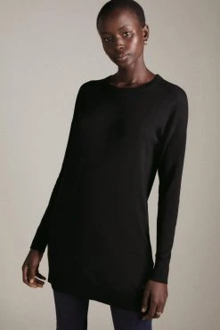 Karen Millen Merino Wool Crew Neck Longline Jumper 8 Karen Millen Merino Wool Crew Neck Longline Jumper -Karen Millen shop teal merino wool crew neck longline jumper 2