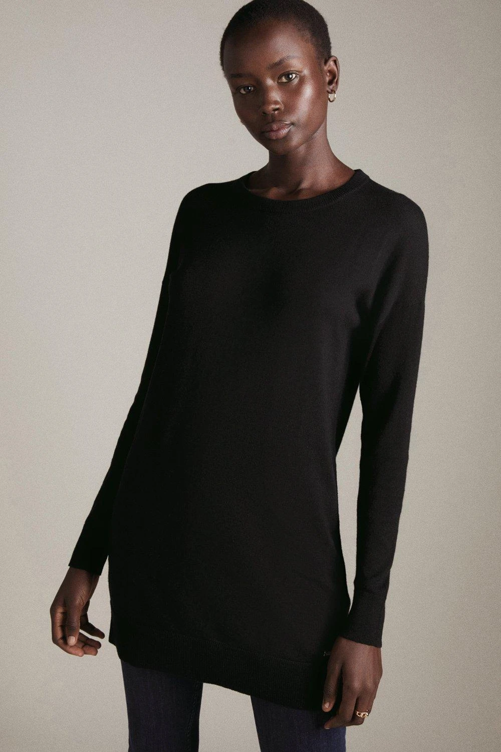 Karen Millen Merino Wool Crew Neck Longline Jumper 5 Karen Millen Merino Wool Crew Neck Longline Jumper - Image 3