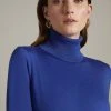 Karen Millen Merino Wool Roll Neck Jumper -Karen Millen shop teal merino wool roll neck jumper