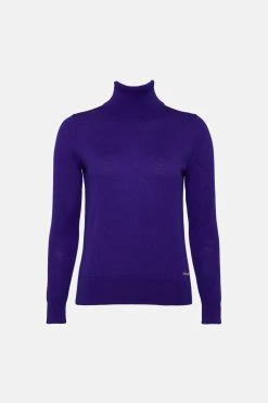 Karen Millen Merino Wool Roll Neck Jumper -Karen Millen shop teal merino wool roll neck jumper 3