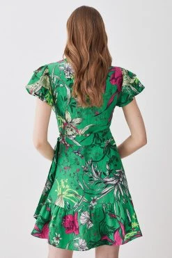 Karen Millen Tiered Floral Printed Linen Modal Woven Mini Dress 9 Karen Millen Tiered Floral Printed Linen Modal Woven Mini Dress -Karen Millen shop tiered floral printed linen modal woven mini dress 2