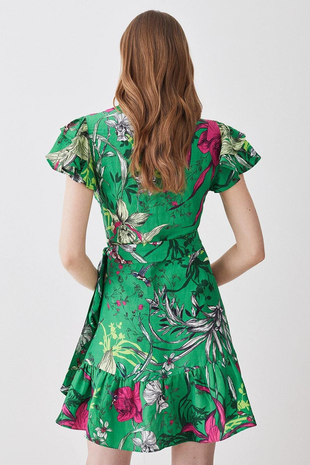 Karen Millen Tiered Floral Printed Linen Modal Woven Mini Dress 5 Karen Millen Tiered Floral Printed Linen Modal Woven Mini Dress - Image 3
