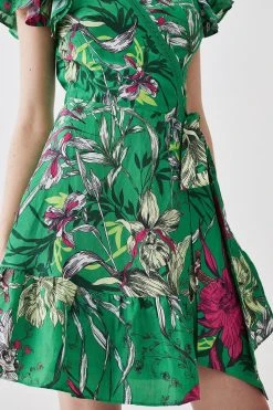 Karen Millen Tiered Floral Printed Linen Modal Woven Mini Dress 10 Karen Millen Tiered Floral Printed Linen Modal Woven Mini Dress -Karen Millen shop tiered floral printed linen modal woven mini dress 3