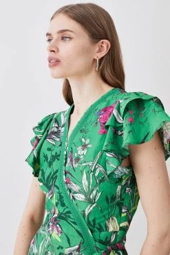 Karen Millen Tiered Floral Printed Linen Modal Woven Mini Dress 11 Karen Millen Tiered Floral Printed Linen Modal Woven Mini Dress -Karen Millen shop tiered floral printed linen modal woven mini dress 4