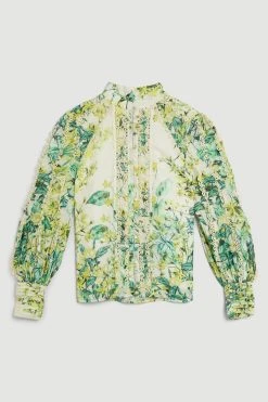 Karen Millen Trailing Floral Woven High Neck Blouse -Karen Millen shop trailing floral woven high neck blouse 3