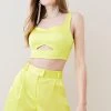 Karen Millen Italian Structured Satin Tailored Bralet -Karen Millen shop true yellow italian structured satin tailored bralet