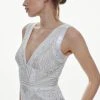 Karen Millen Armour Beaded Detailed Woven Maxi Dress -Karen Millen shop white armour beaded detailed woven maxi dress