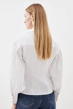 Karen Millen Blouson Sleeved Woven Shirt -Karen Millen shop white blouson sleeved woven shirt 4