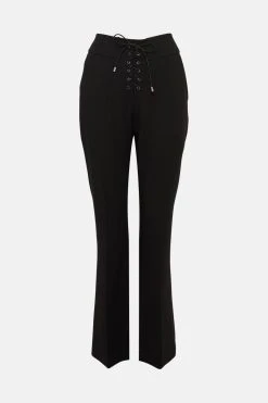 Karen Millen Compact Stretch Lace Up Wide Leg Trouser