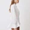 Karen Millen Cotton Cutwork Woven Shirt -Karen Millen shop white cotton cutwork woven shirt