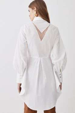 Karen Millen Cotton Cutwork Woven Shirt -Karen Millen shop white cotton cutwork woven shirt 4