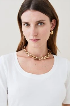 Karen Millen Cotton Scoop Neck Short Sleeve T-Shirt -Karen Millen shop white cotton scoop neck short sleeve t shirt 3