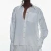 Karen Millen Cotton Waterfall Hem Button Down Shirt -Karen Millen shop white cotton waterfall hem button down shirt