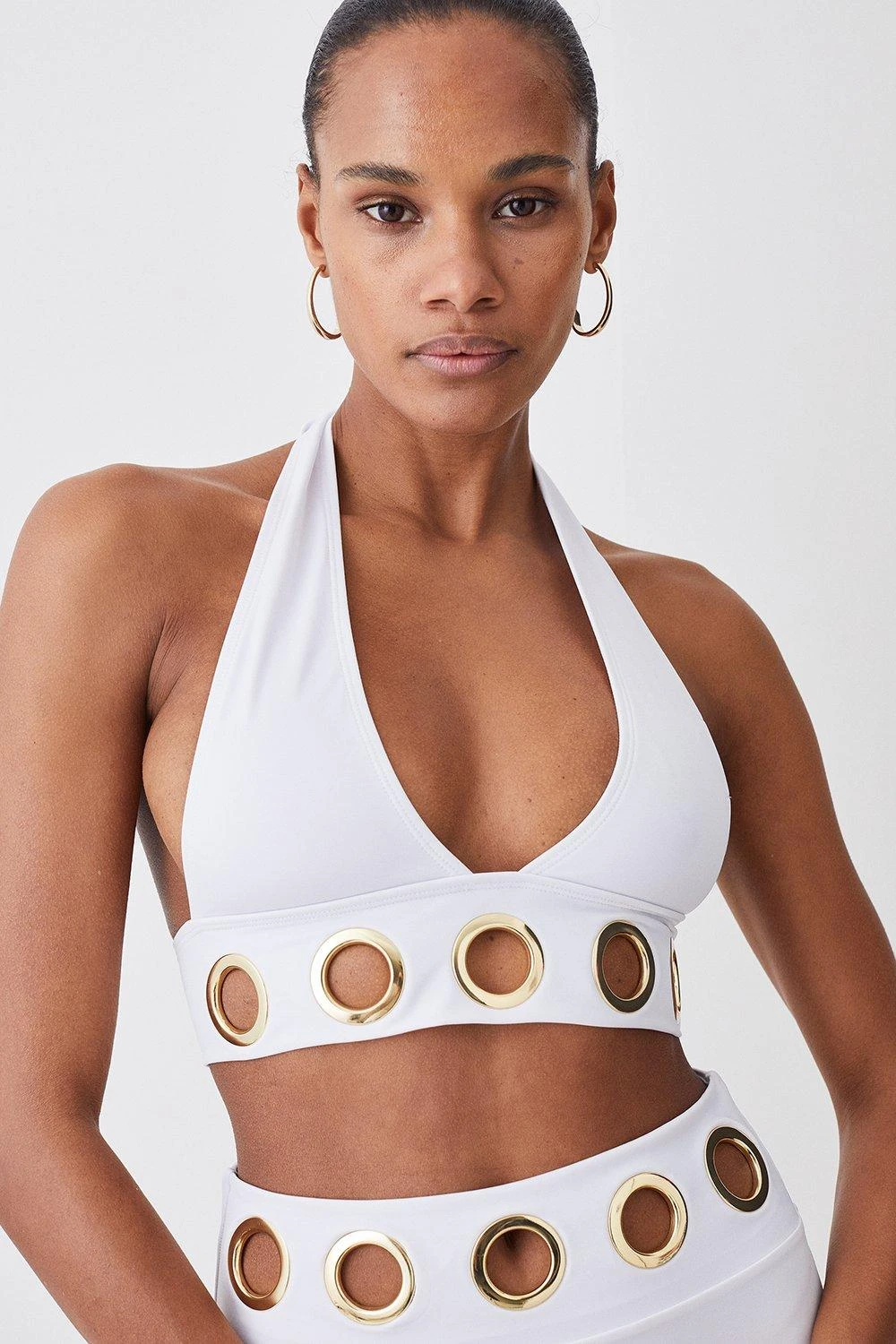 Karen Millen Eyelet Detail Halter Neck Bikini Top 4 Karen Millen Eyelet Detail Halter Neck Bikini Top - Image 2