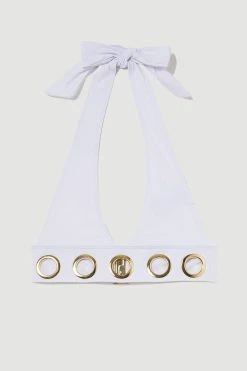 Karen Millen Eyelet Detail Halter Neck Bikini Top 10 Karen Millen Eyelet Detail Halter Neck Bikini Top -Karen Millen shop white eyelet detail halter neck bikini top 3