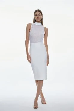 Karen Millen Hot Fix Diamante Power Mesh Midi Dress -Karen Millen shop white hot fix diamante power mesh midi dress 3