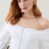 Karen Millen Lydia Millen Draped Shoulder Poplin Woven Blouse -Karen Millen shop white lydia millen draped shoulder poplin woven blouse