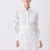 Karen Millen Lydia Millen Petite Lace Military Mix Woven Mini Shirt Dress -Karen Millen shop white lydia millen petite lace military mix woven mini shirt dress