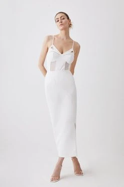 Karen Millen Mesh Cut Out Strappy Sleeveless Bodysuit