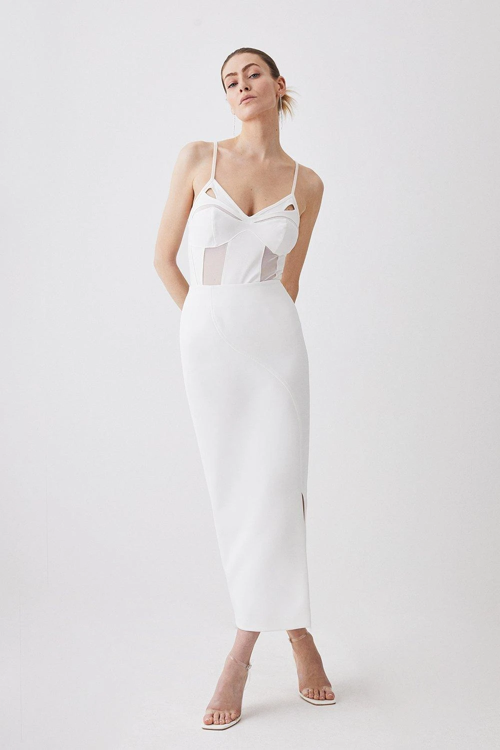 Karen Millen Mesh Cut Out Strappy Sleeveless Bodysuit 3 Karen Millen Mesh Cut Out Strappy Sleeveless Bodysuit