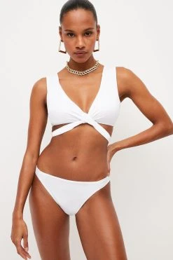 Karen Millen Mesh Trim Bikini Bottoms 7 Karen Millen Mesh Trim Bikini Bottoms -Karen Millen shop white mesh trim bikini bottoms 1
