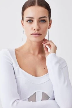 Karen Millen Petite Mesh Cut Out Bandage Knit Midaxi Dress -Karen Millen shop white petite mesh cut out bandage knit midaxi dress 4