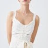 Karen Millen Petite Mirrored Cutwork Strappy Embroidered Woven Maxi Dress -Karen Millen shop white petite mirrored cutwork strappy embroidered woven maxi dress