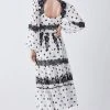 Karen Millen Petite Polka Dot Mix Lace & Embroidery Maxi Dress -Karen Millen shop white petite polka dot mix lace embroidery maxi dress