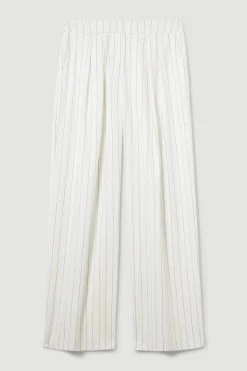 Karen Millen Pinstripe Low Waist Wide Leg Trousers -Karen Millen shop white pinstripe low waist wide leg trousers 5
