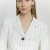 Karen Millen Pinstripe Tailored Single Breasted Blazer -Karen Millen shop white pinstripe tailored single breasted blazer