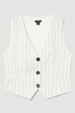 Karen Millen Pinstripe Waistcoat 10 Karen Millen Pinstripe Waistcoat -Karen Millen shop white pinstripe waistcoat 1
