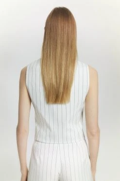 Karen Millen Pinstripe Waistcoat 11 Karen Millen Pinstripe Waistcoat -Karen Millen shop white pinstripe waistcoat 2